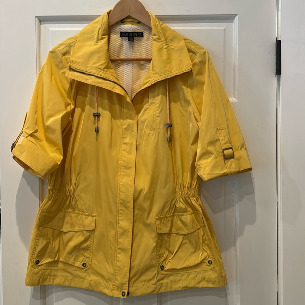 Lafayette 148 New York M 100% polyester yellow zip front jacket